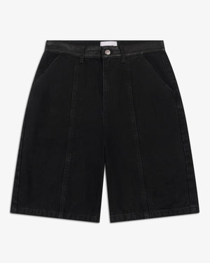 Riverslide Denim Work Short in black with leather panels