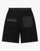 Riverslide Denim Work Short in black with leather panels – alternate view 2